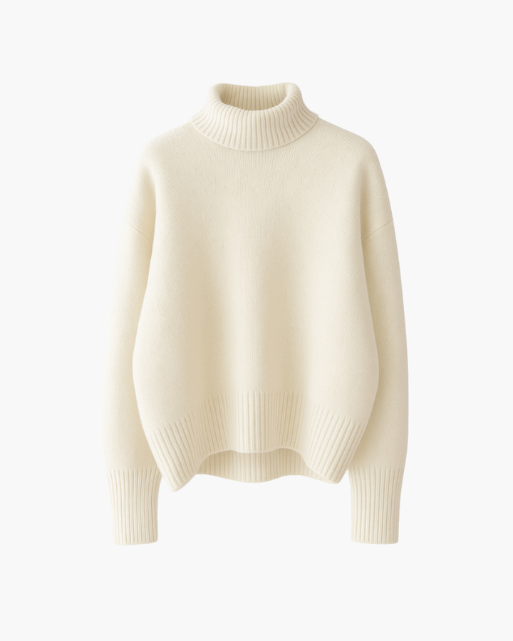 Pull Ample à Col Roulé – Blanc