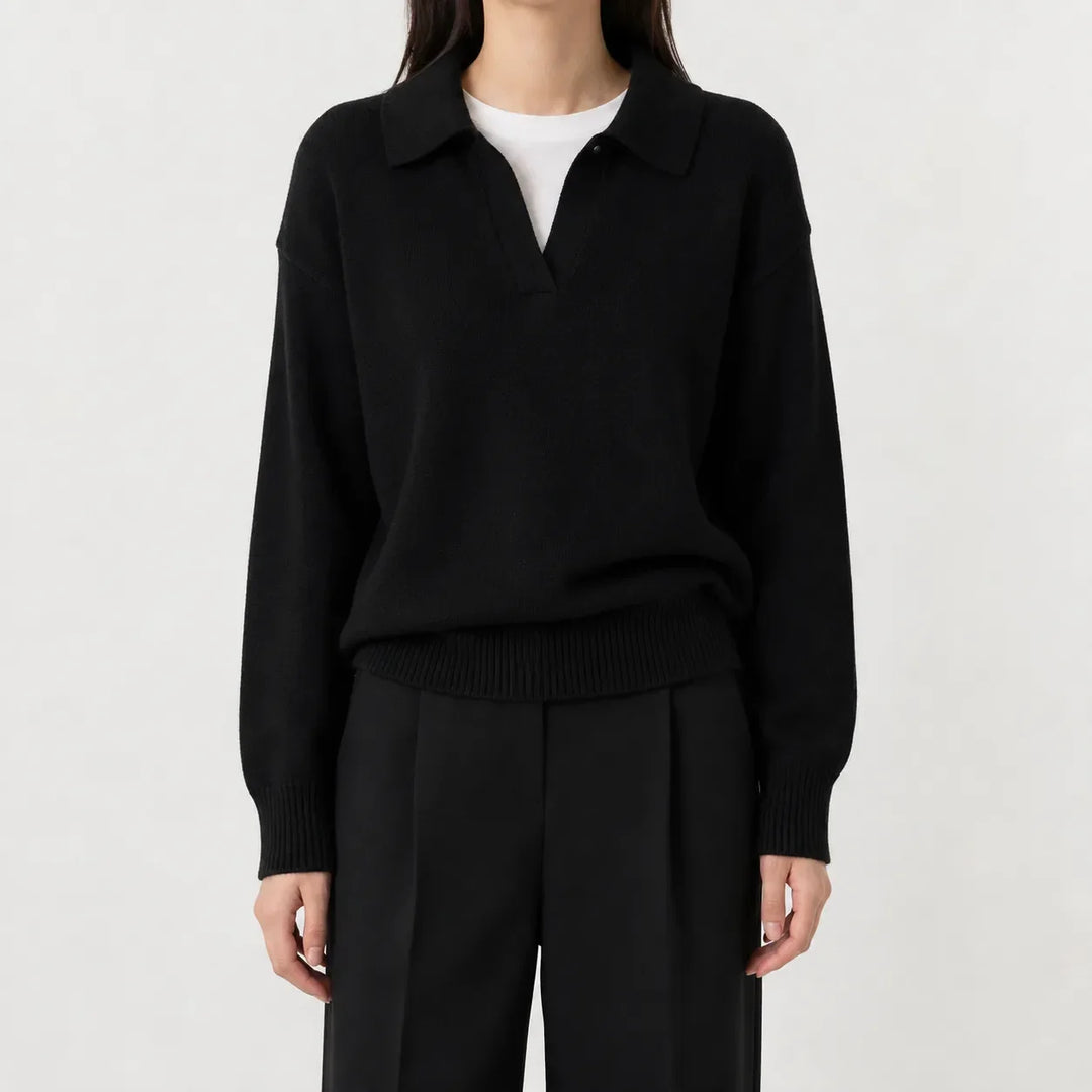 Pull Élégant à Col Polo – Noir