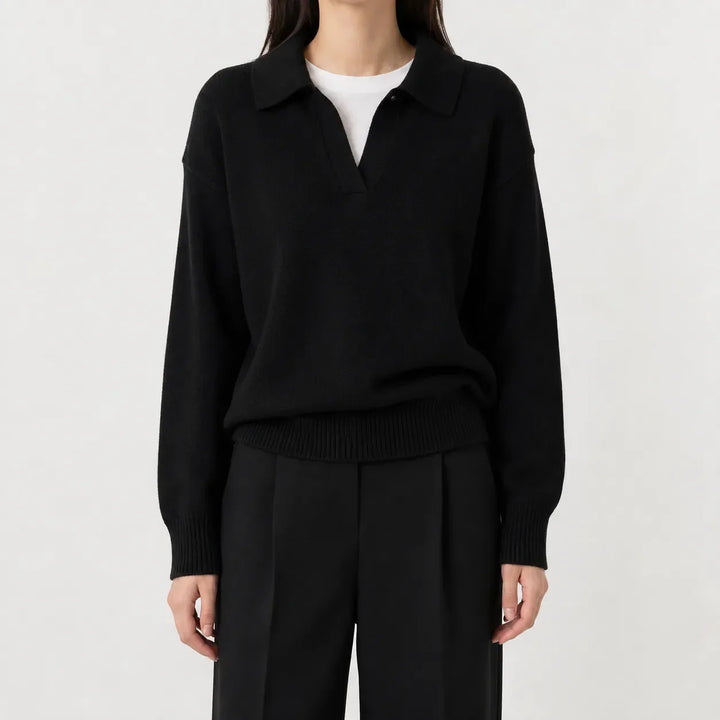 Pull Élégant à Col Polo – Noir