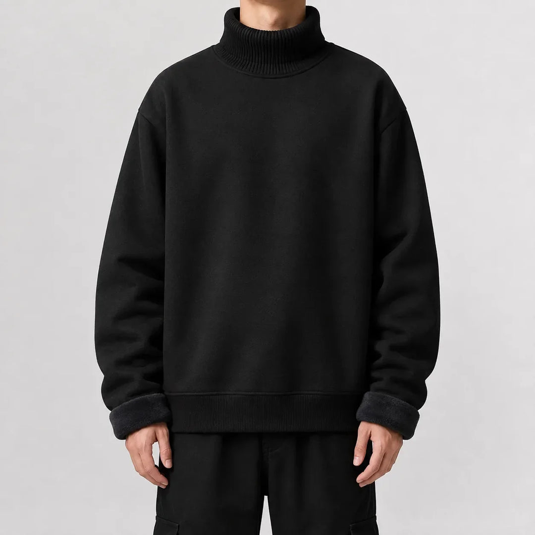 Pull Homme Chaud à Col Roulé – Noir
