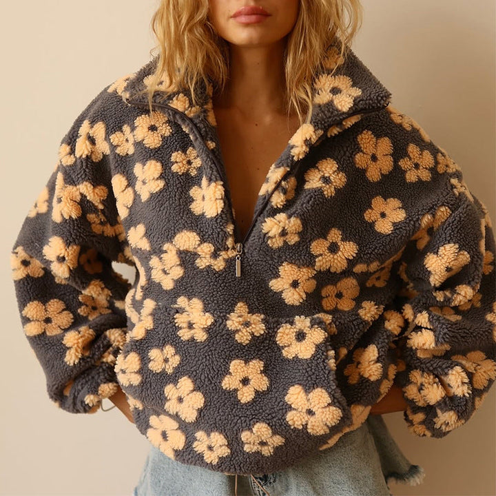 Sweat douillet à motif floral – Jaune