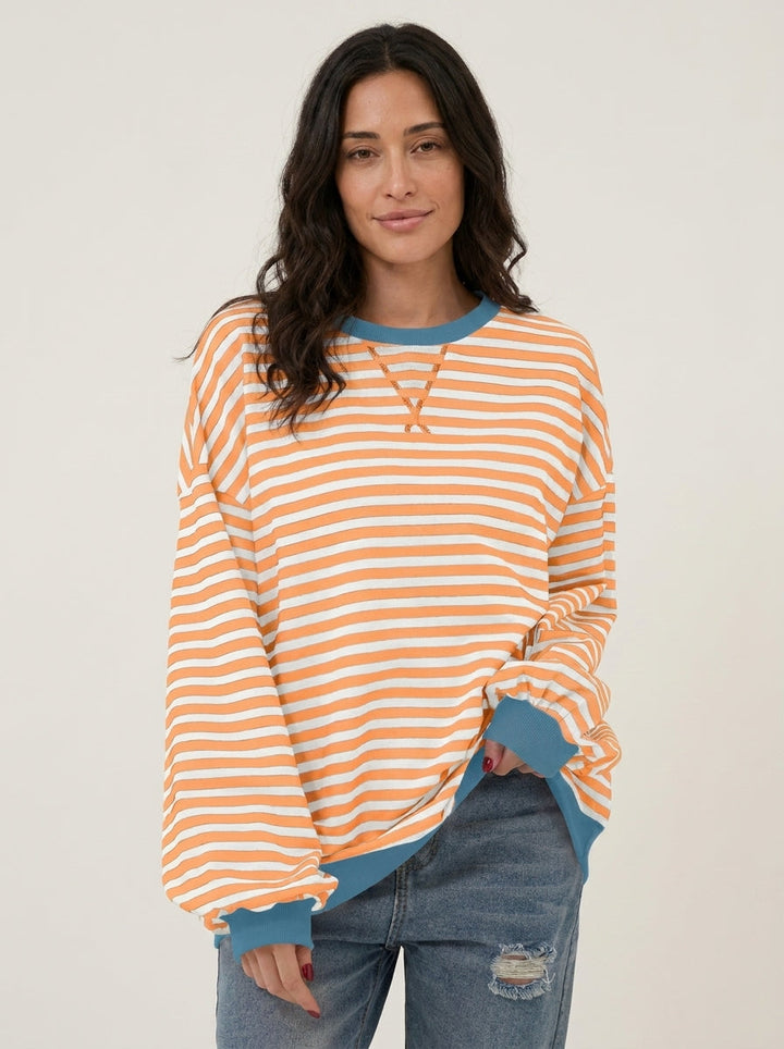 Top Ample à Rayures Fines – Orange