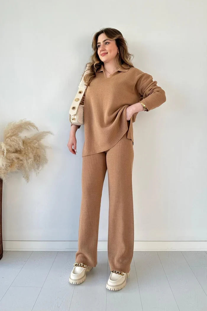 Ensemble Coordonné Col Polo – Marron