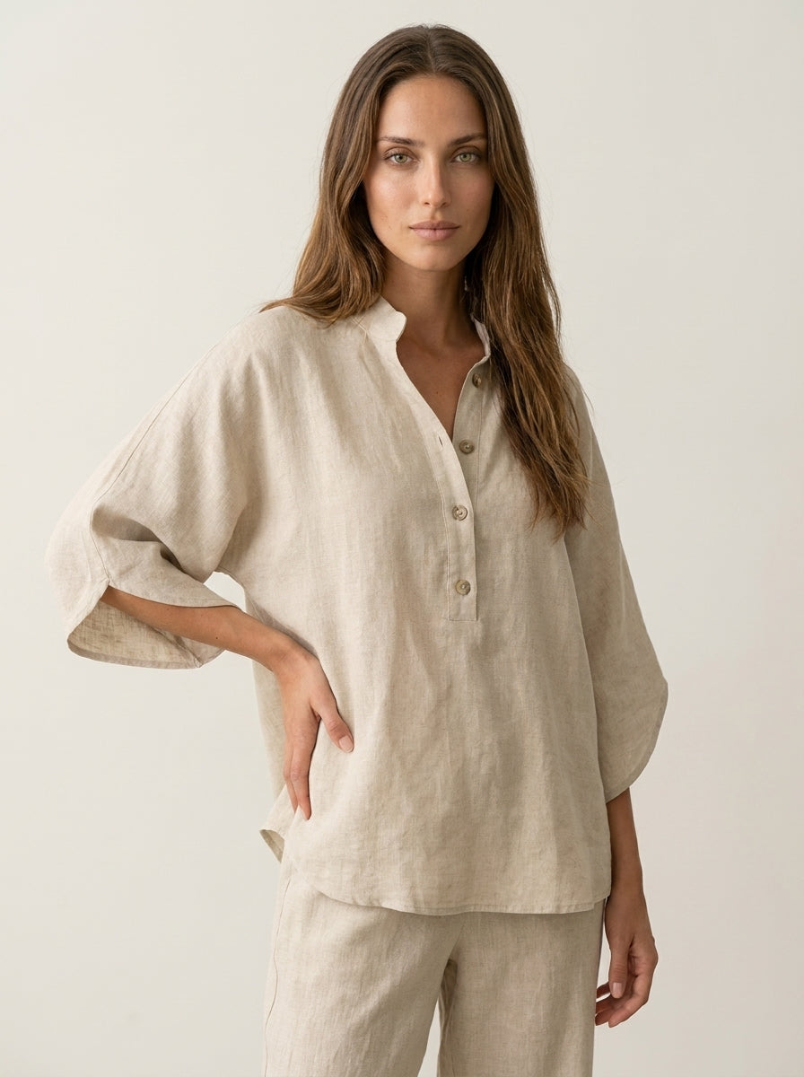 Ensemble Coordonné Pantalon Ample – Beige