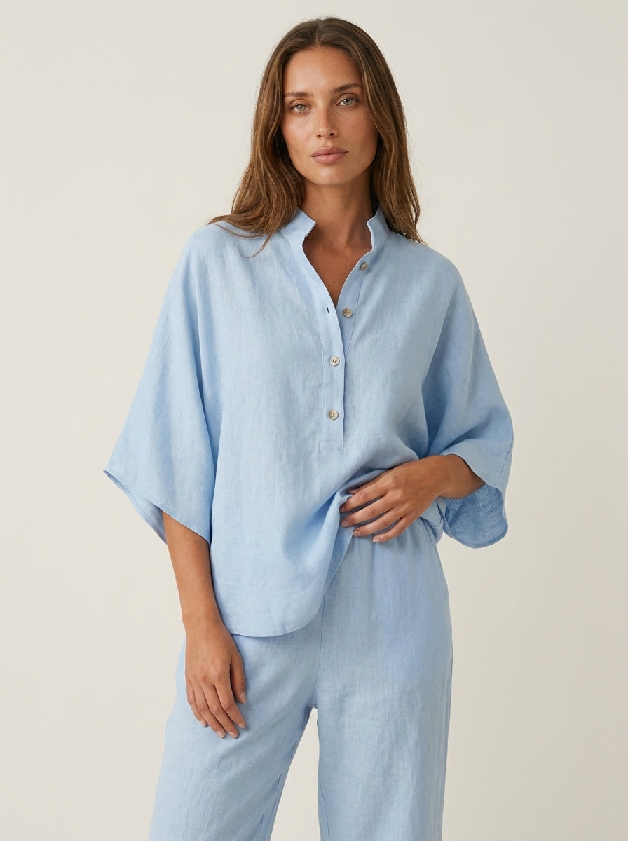 Ensemble Coordonné Pantalon Ample – Bleu Clair
