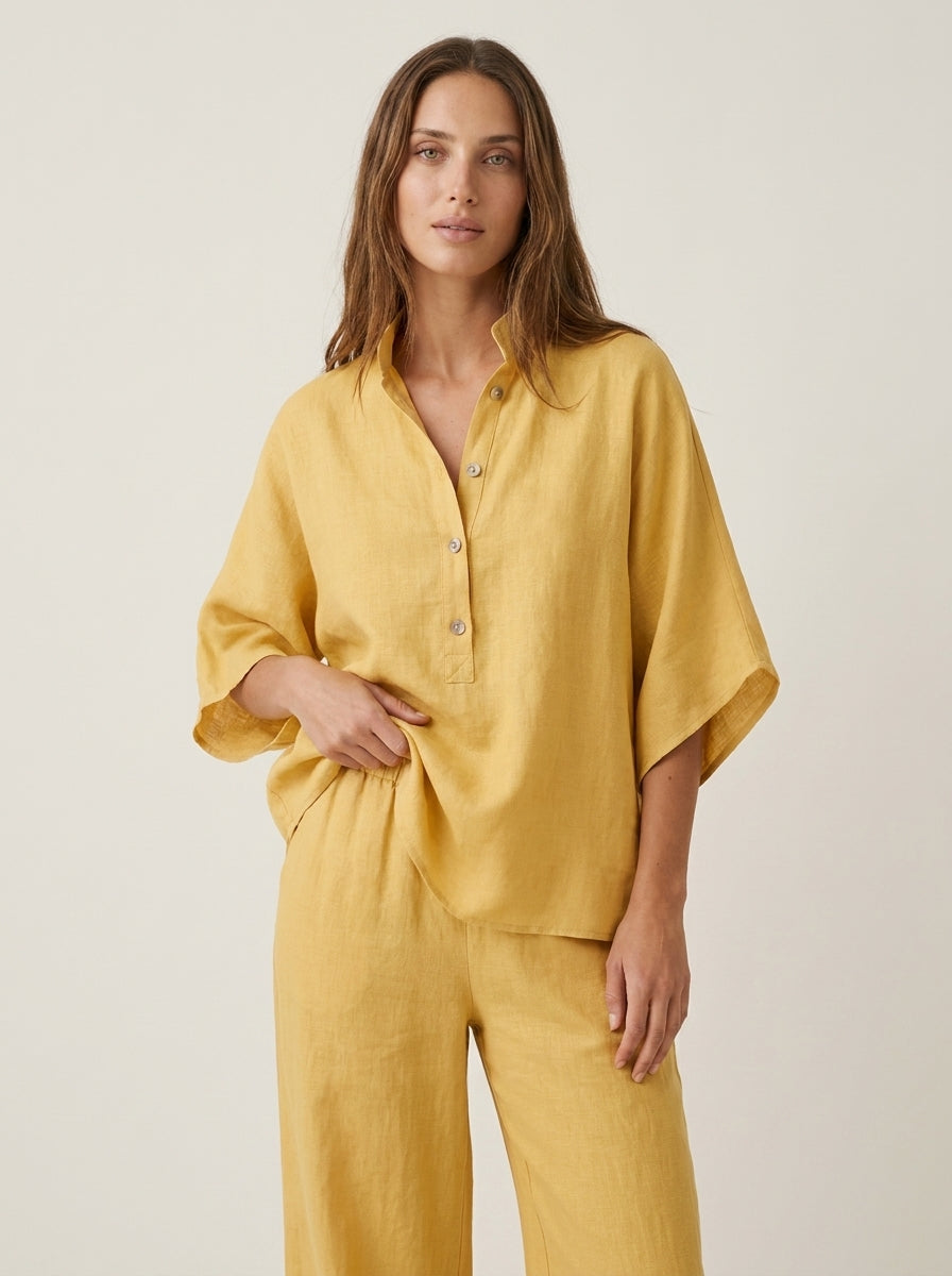 Ensemble Coordonné Pantalon Ample – Jaune