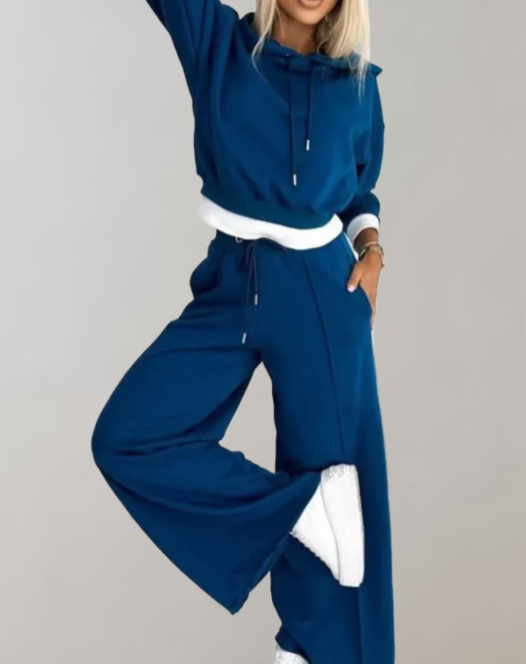 Ensemble Décontracté à Capuche – Bleu