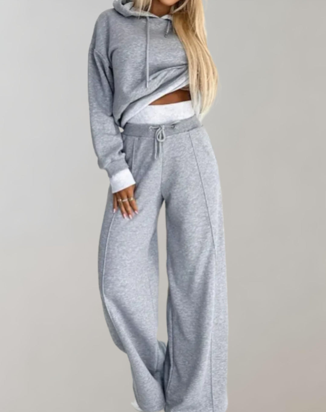 Ensemble Décontracté à Capuche – Gris