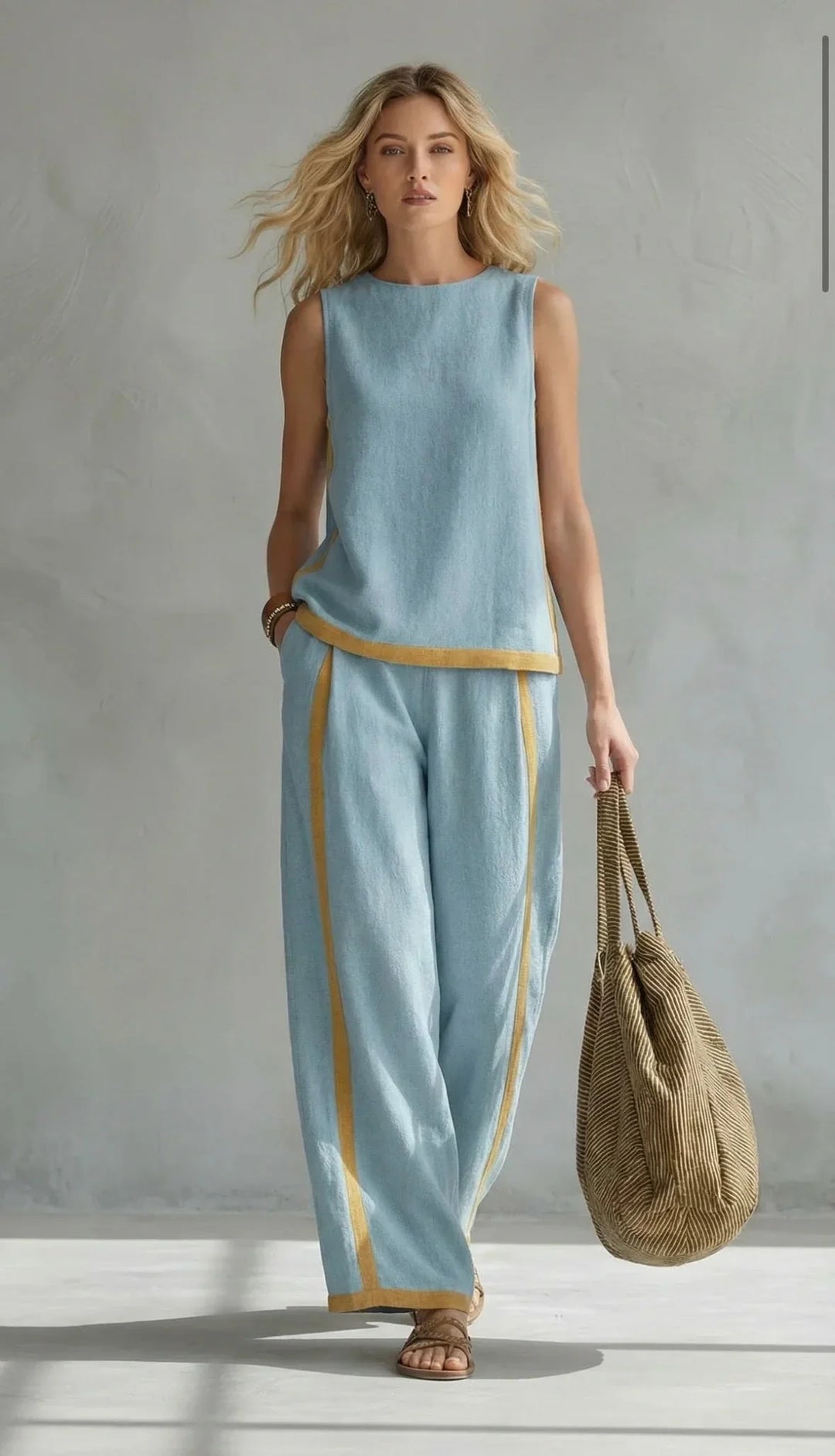 Ensemble Deux Pièces Bicolore – Bleu