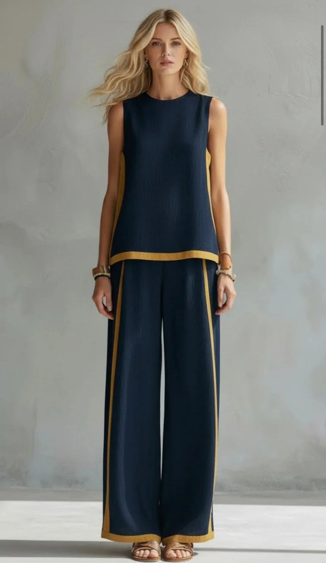 Ensemble Deux Pièces Bicolore – Bleu Foncé