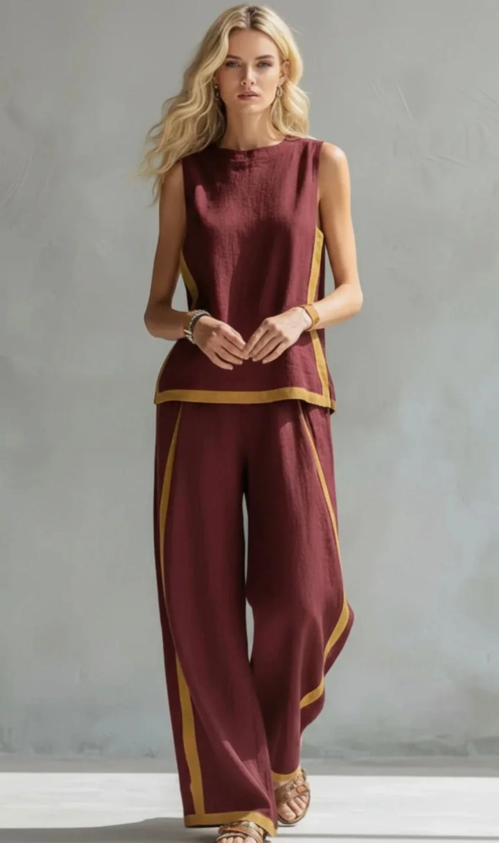 Ensemble Deux Pièces Bicolore – Rouge
