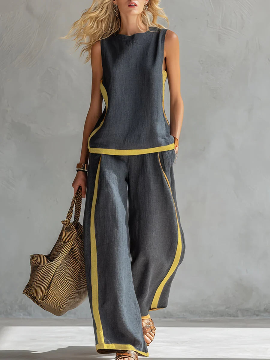 Ensemble Deux Pièces Bicolore – Gris