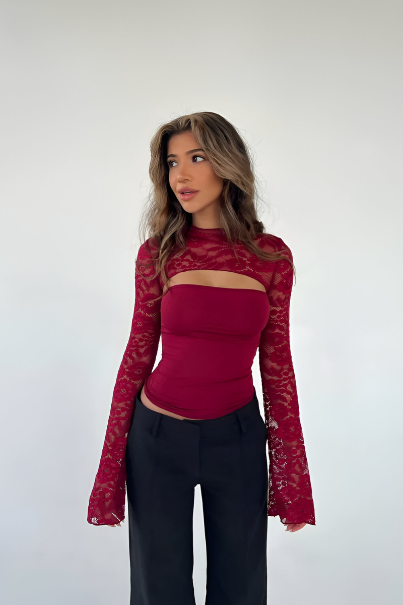 Ensemble Deux Pièces Élégant – Rouge