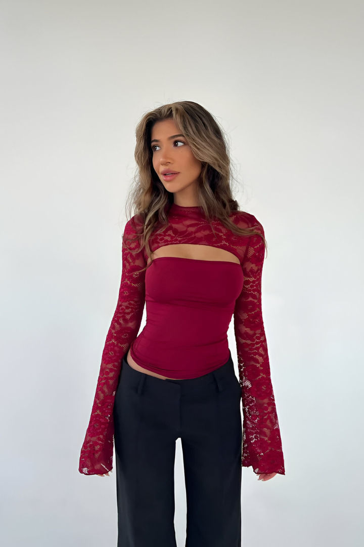 Ensemble Deux Pièces Élégant – Rouge