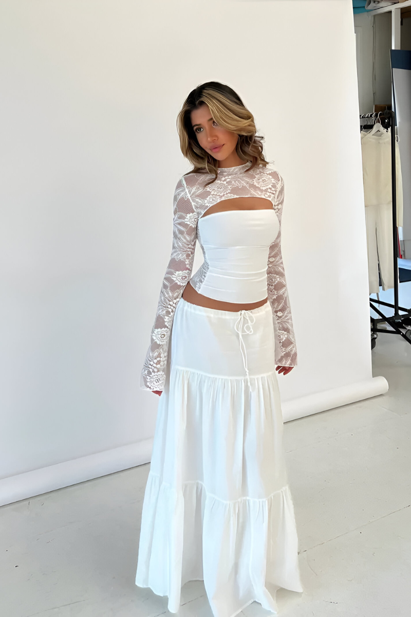 Ensemble Deux Pièces Élégant – Blanc