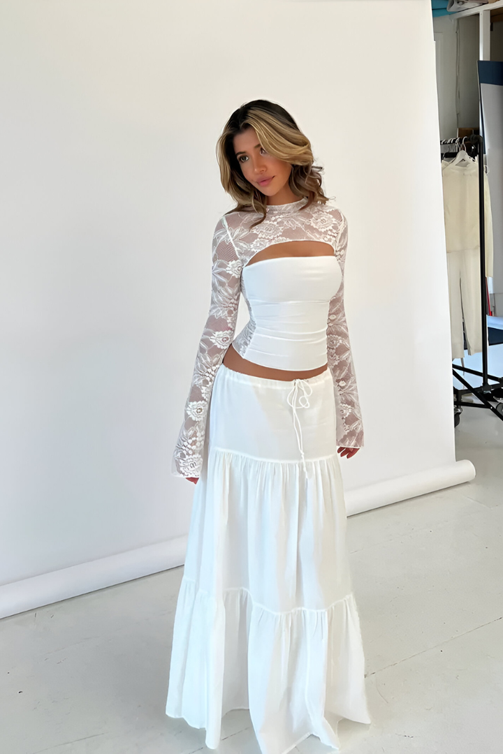 Ensemble Deux Pièces Élégant – Blanc