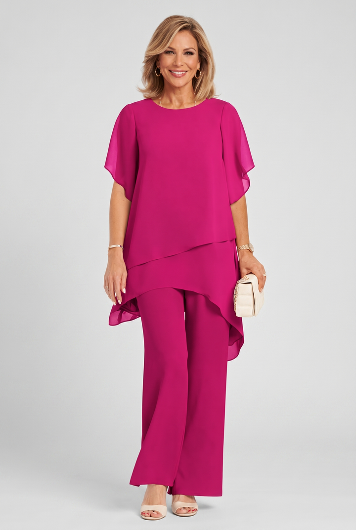 Ensemble Élégant Asymétrique – Fuchsia