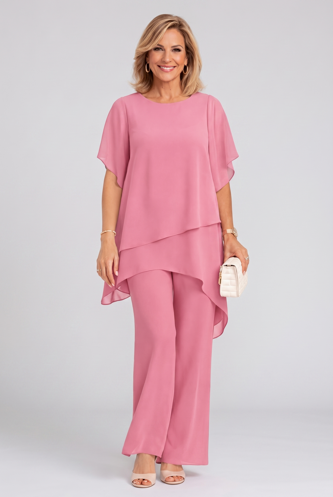 Ensemble Élégant Asymétrique – Rose