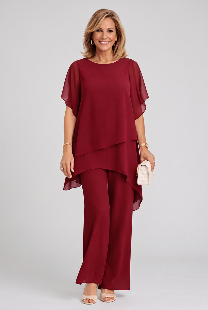 Ensemble Élégant Asymétrique – Rouge