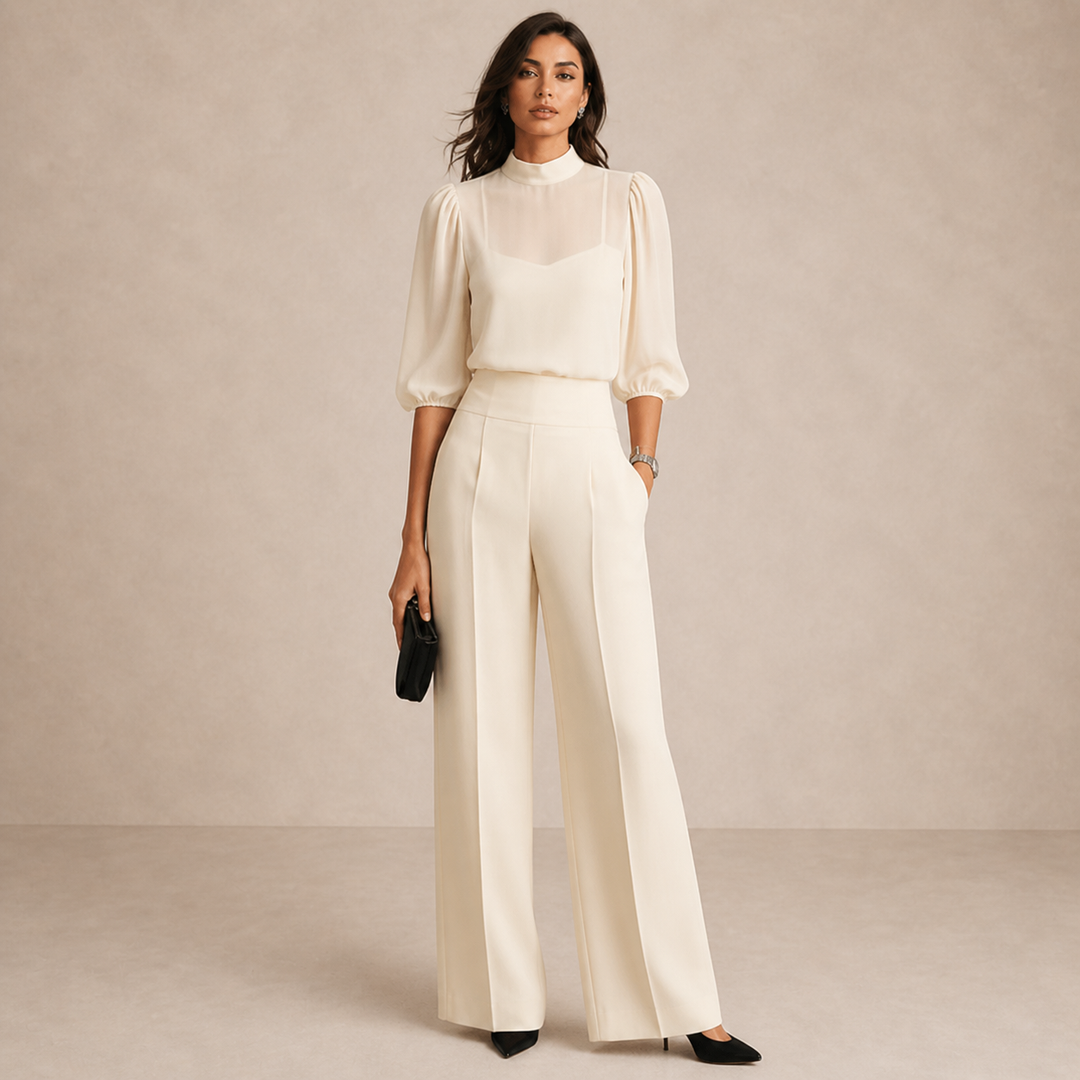 Ensemble Élégant Trois Pièces – Crème