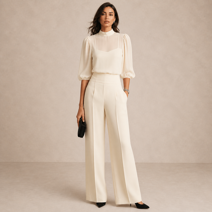 Ensemble Élégant Trois Pièces – Crème