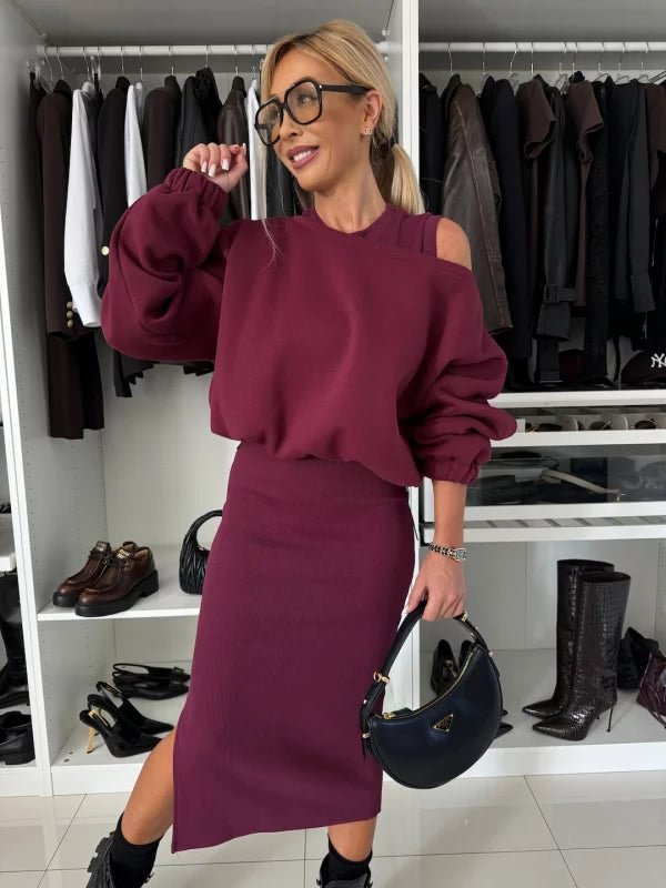 Ensemble Jupe et Pull Moderne – Rouge