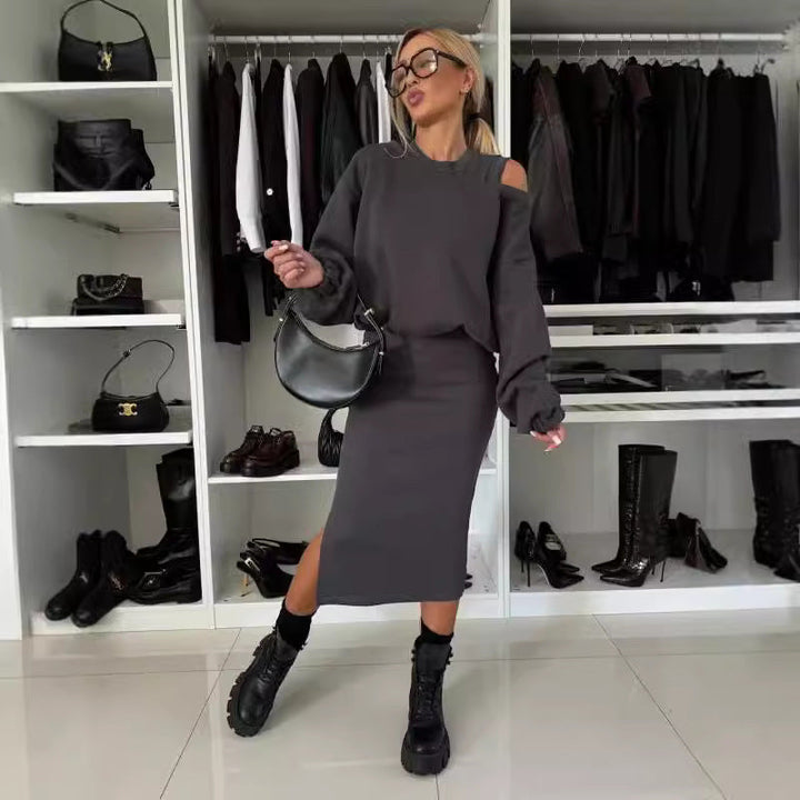 Ensemble Jupe et Pull Moderne – Gris