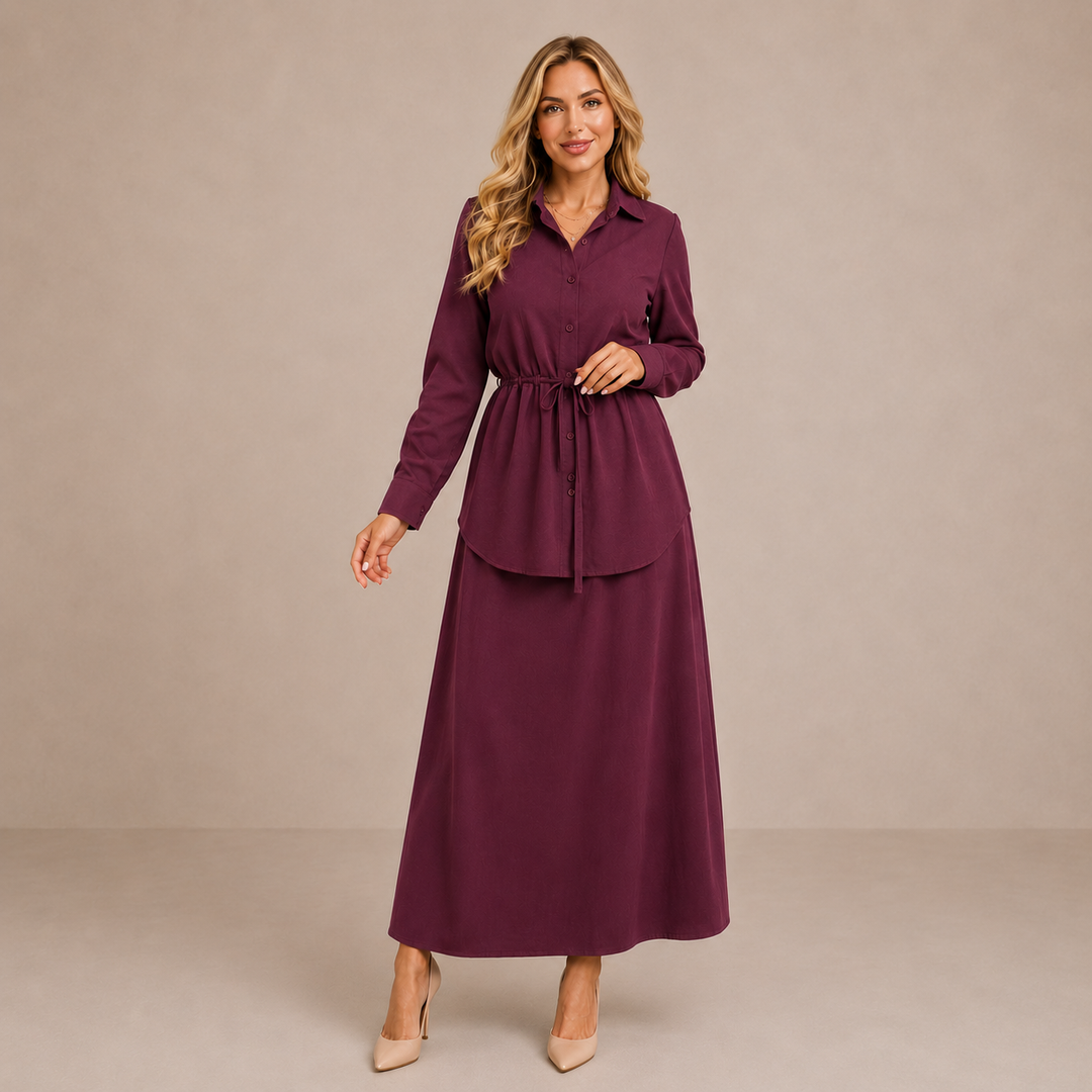 Ensemble Jupe Longue Prune