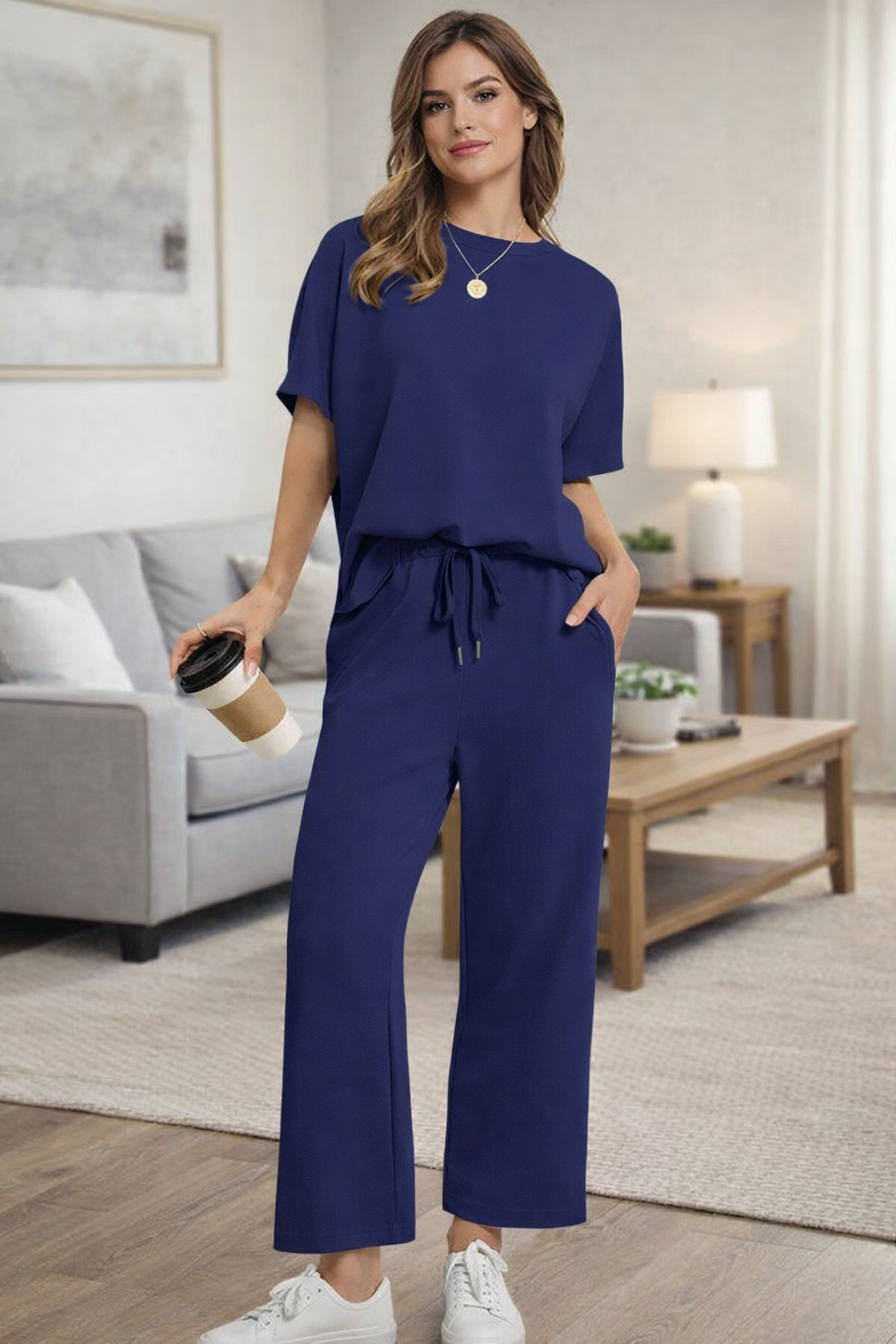 Ensemble Pantalon Confortable – Bleu Foncé