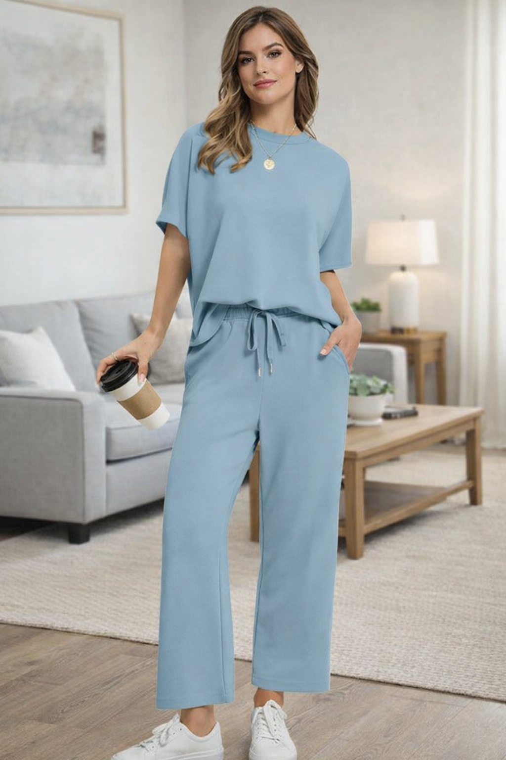 Ensemble Pantalon Confortable – Luchtblauw