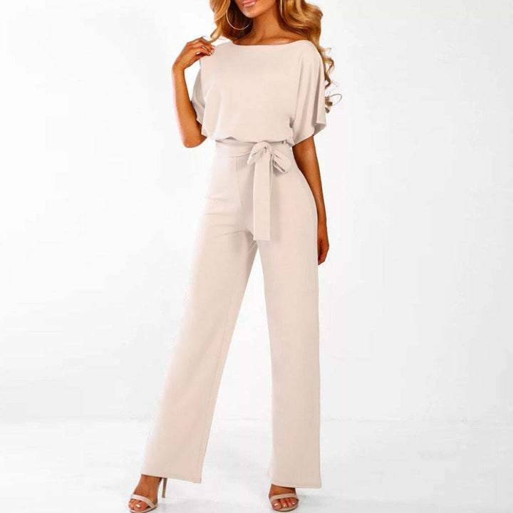 Ensemble Pantalon Élégant Ceinturé – Beige