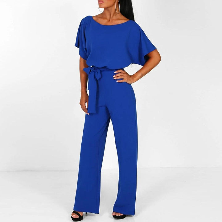 Ensemble Pantalon Élégant Ceinturé – Bleu