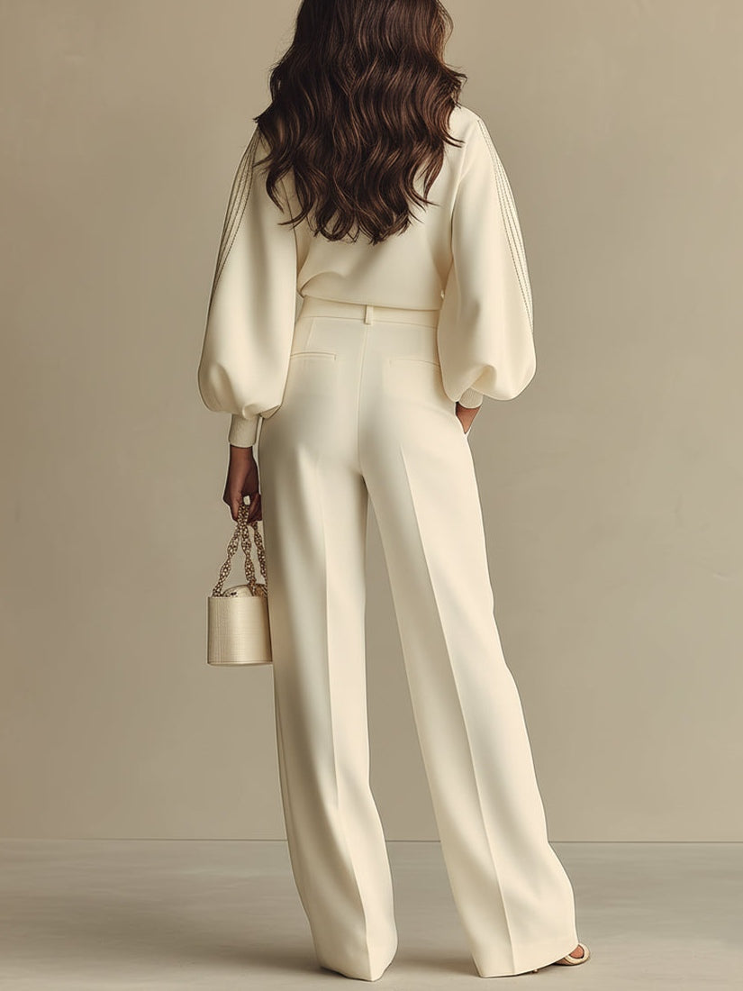 Ensemble Pantalon Élégant Ivoire