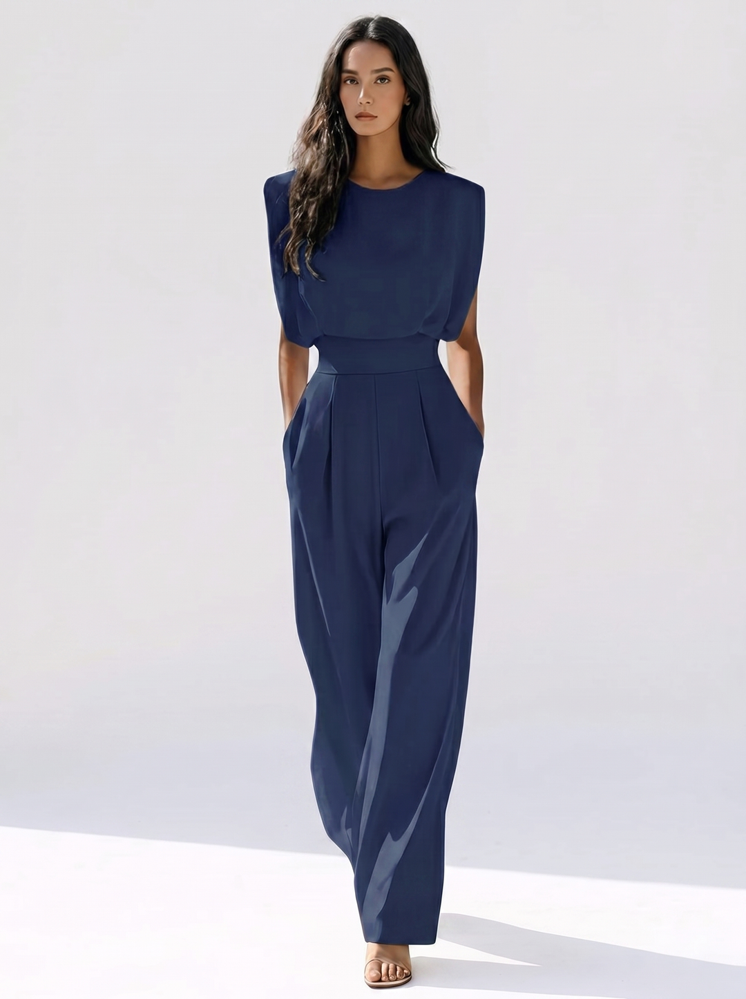 Ensemble Pantalon Fluide Élégant – Bleu