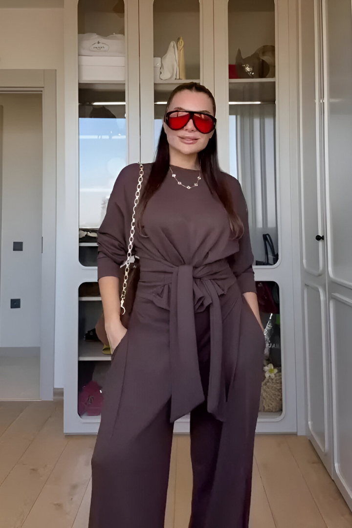 Ensemble Pantalon Large Ceinturé