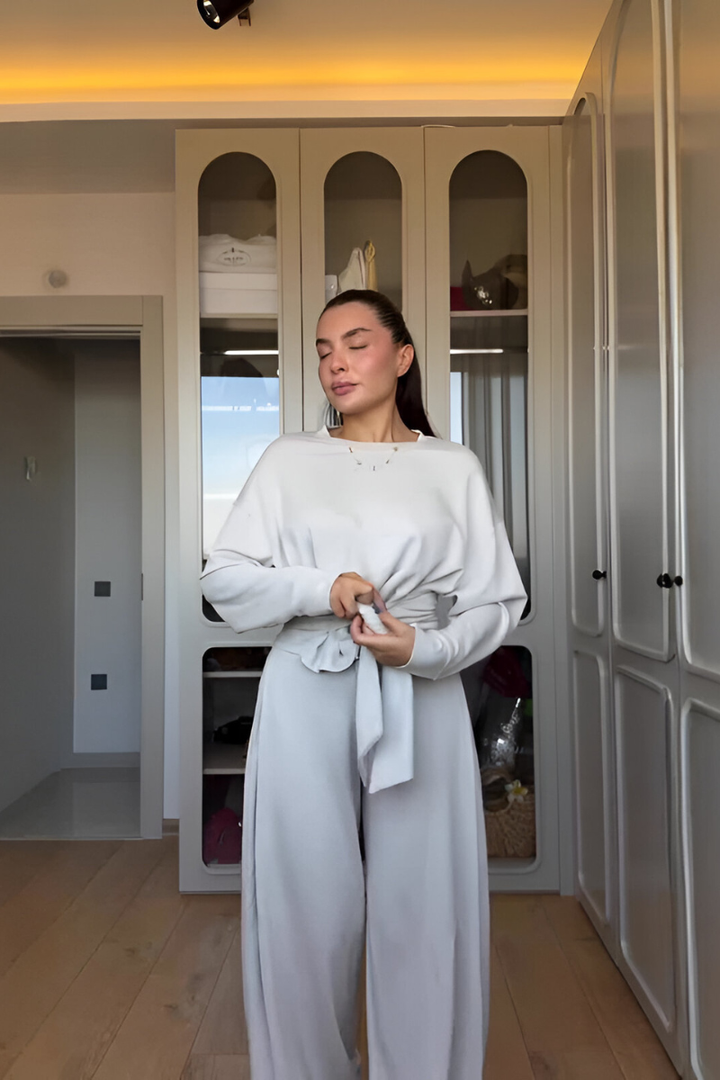 Ensemble Pantalon Large Ceinturé