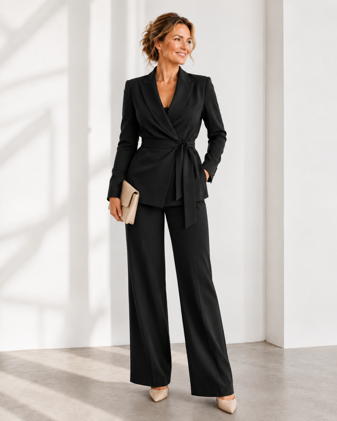 Ensemble Tailleur Cache-Cœur – Noir