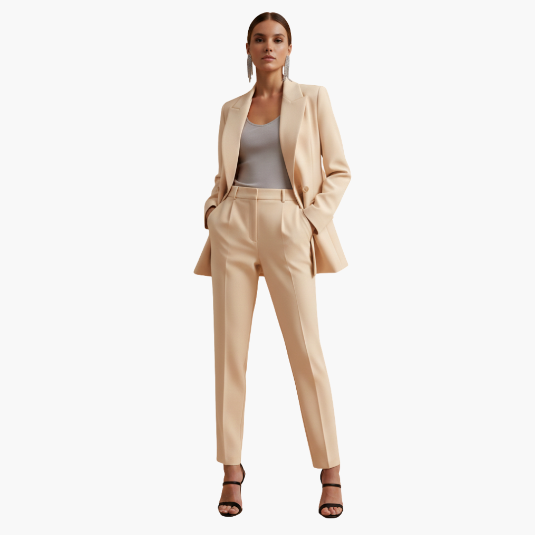 Ensemble Tailleur Pantalon Élégant – Abricot