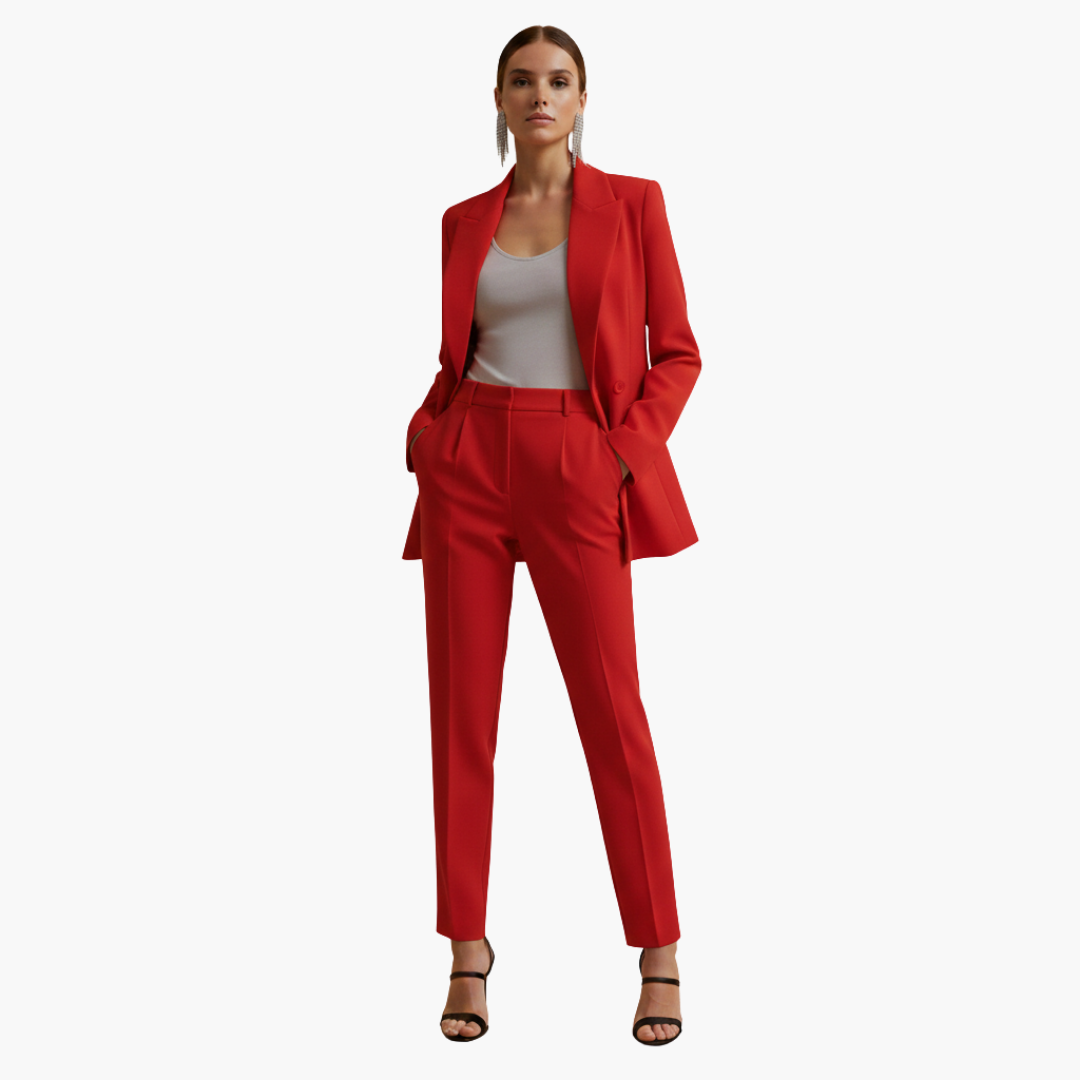 Ensemble Tailleur Pantalon Élégant – Rouge