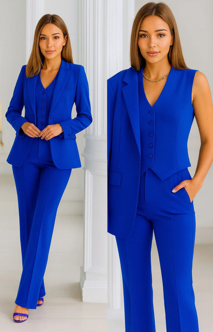 Ensemble Tailleur Trois Pièces – Bleu Eléctrico