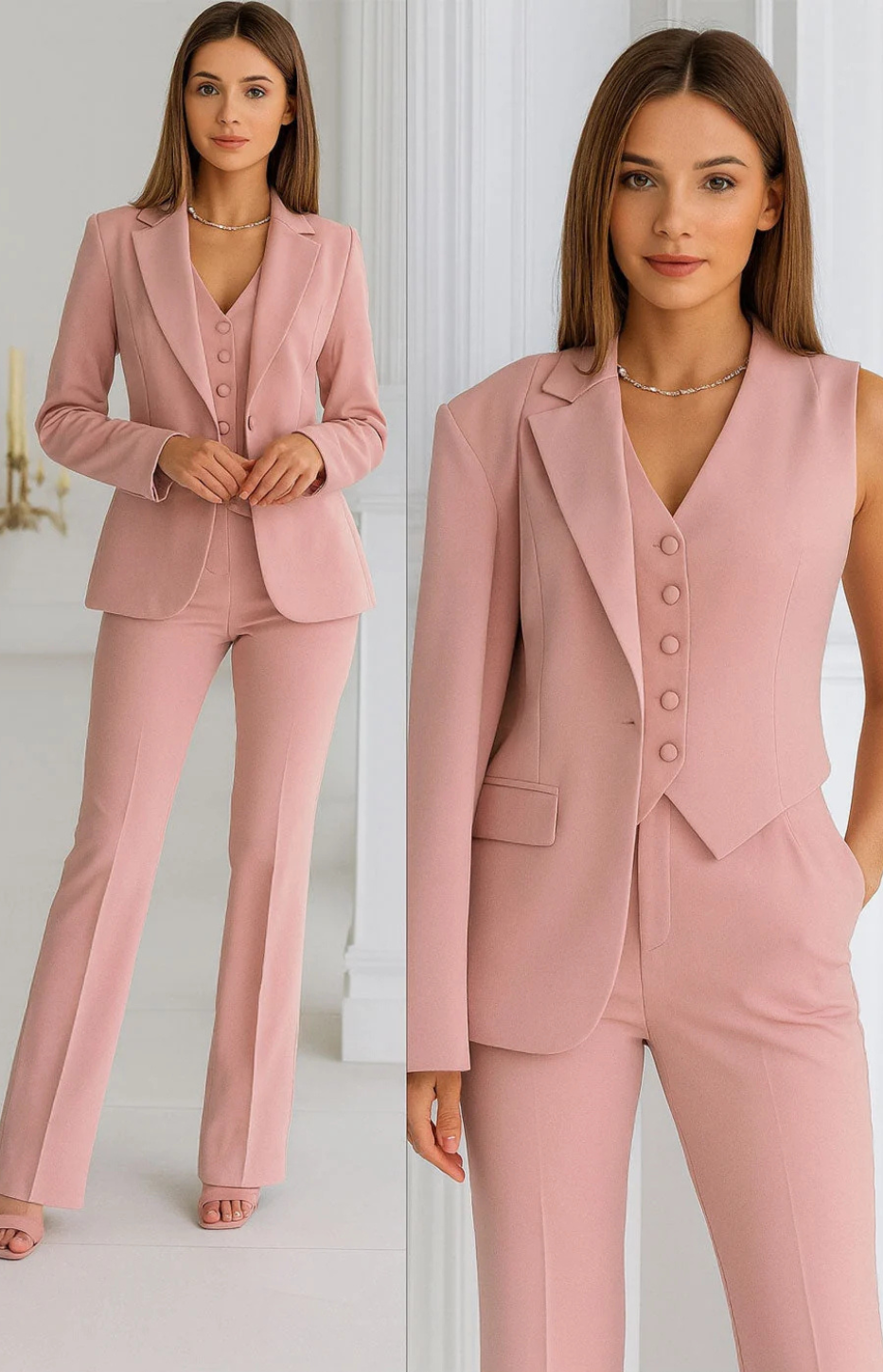 Ensemble Tailleur Trois Pièces – Rose