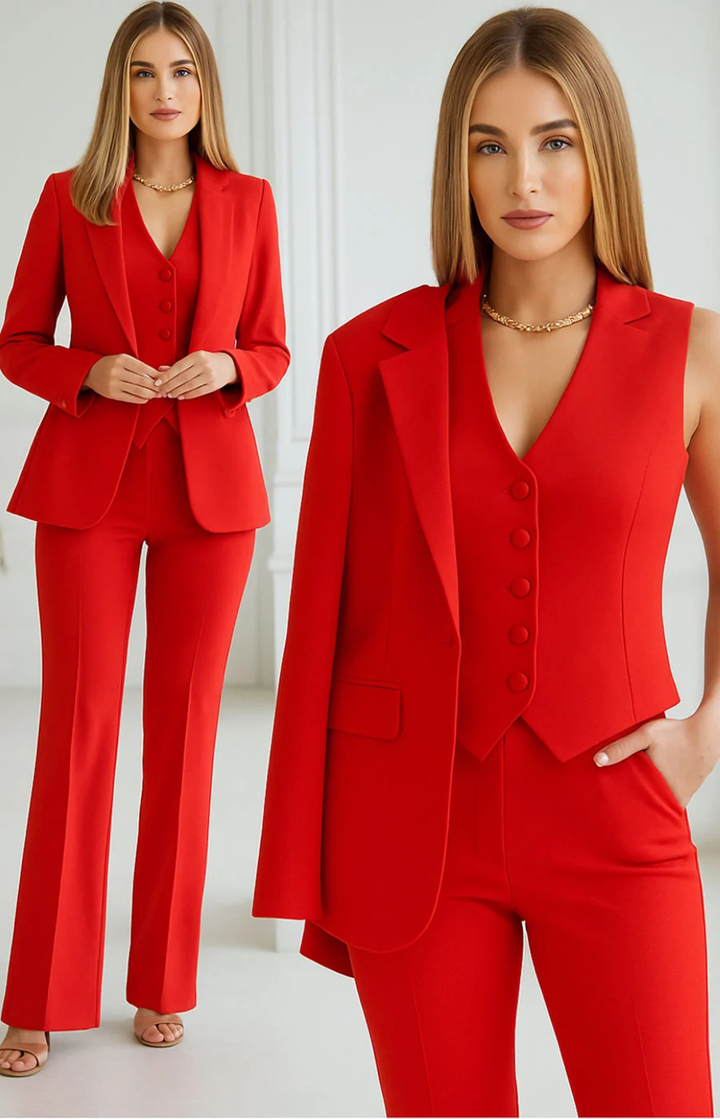 Ensemble Tailleur Trois Pièces – Rouge