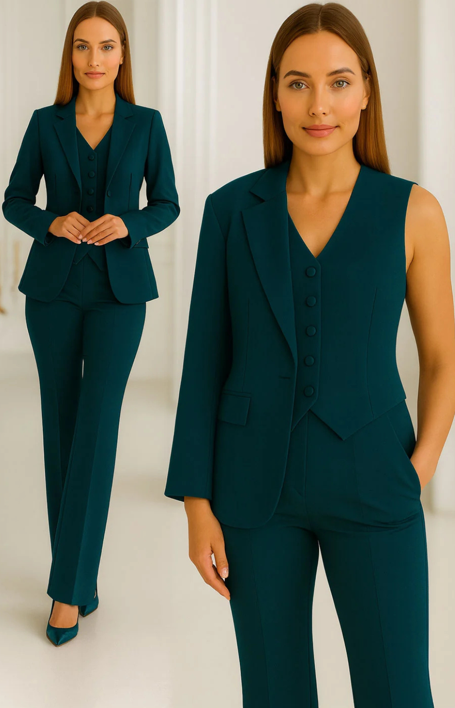 Ensemble Tailleur Trois Pièces – Vert Petróleo Oscuro