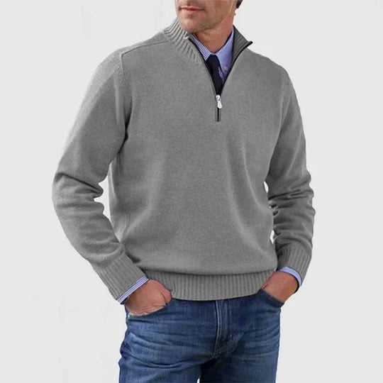 Pull Homme Classique Zippé – Gris