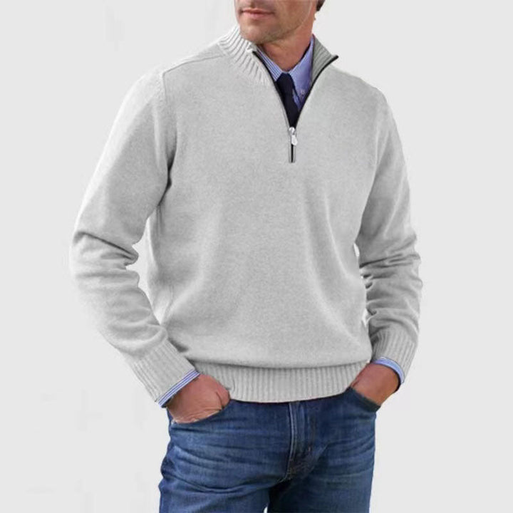 Pull Homme Classique Zippé – Gris Clair