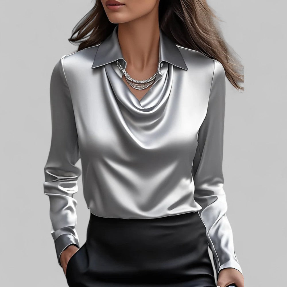 Top Élégant Col Bénitier – Gris