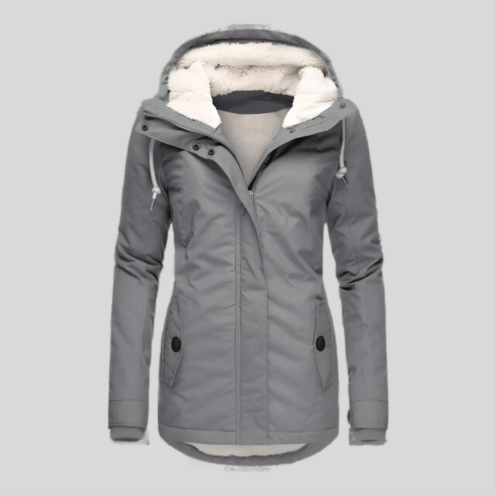 Veste Longue Hivernale à Capuche – Gris