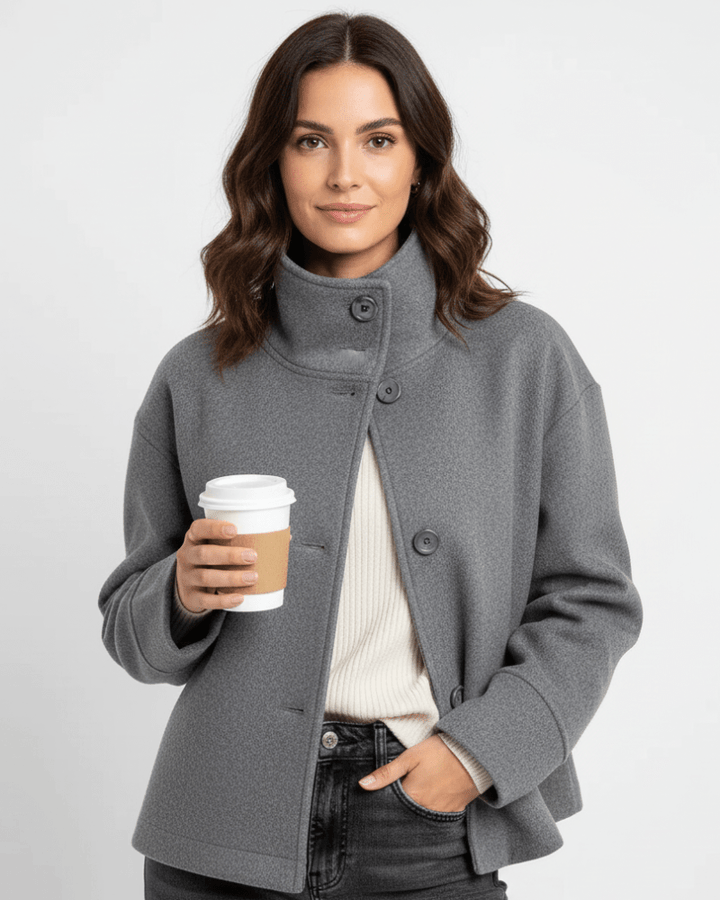 Veste Structurée à Col Montant – Gris