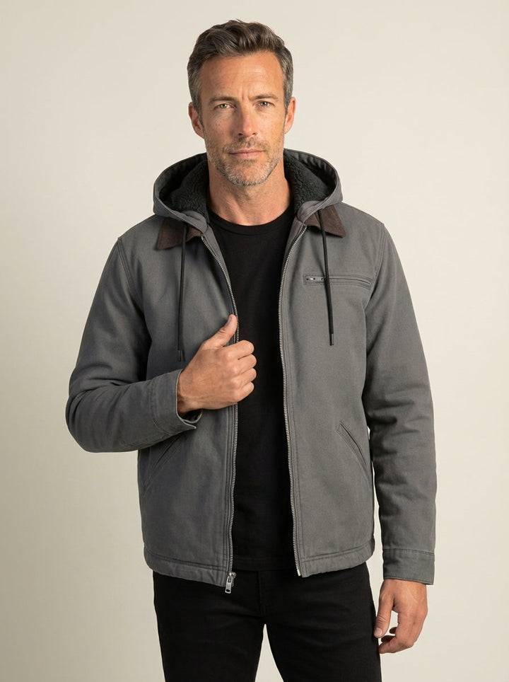 Veste Utilitaire Doublée à Capuche – Gris