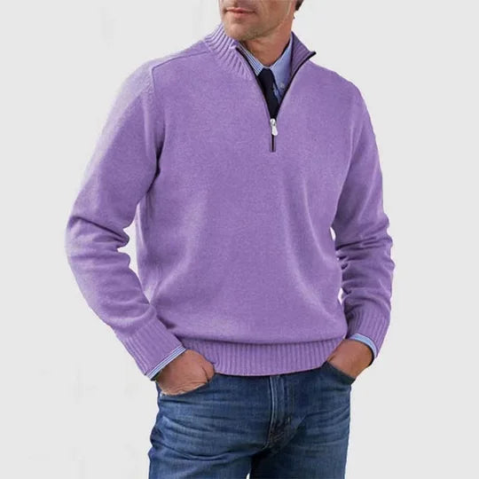 Pull Homme Classique Zippé – Hellviolett